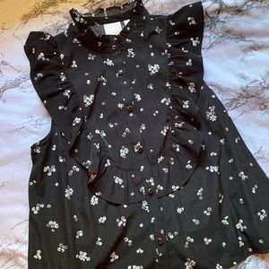 Black and White Ruffle Blouse